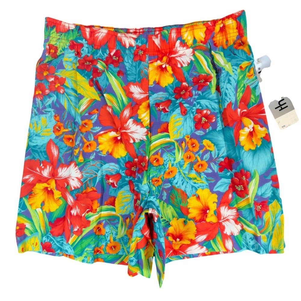Vintage That's Me! Floral Shorts Womens 7/8 90s Hawaiian Tropical Cotton NWT USA